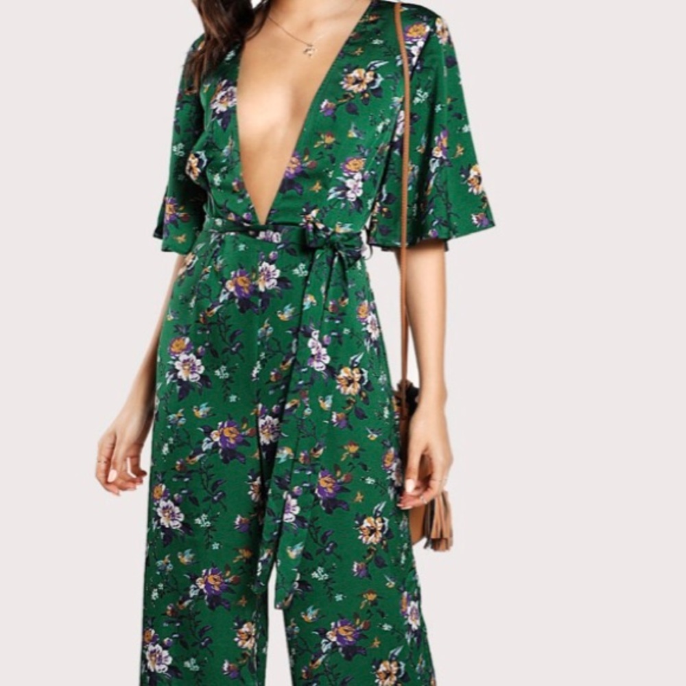 Deep plunge jumpsuit